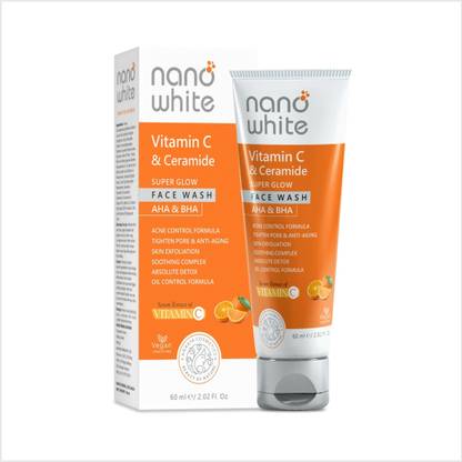 Nano White Vitamin C & Ceramide Facewash with AHA & BHA Face Wash (60 ml)