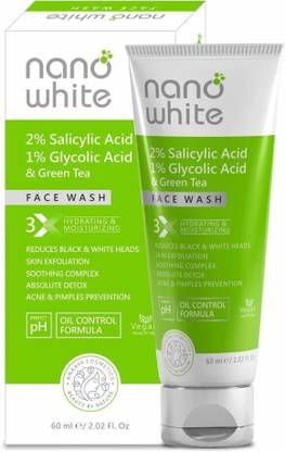 Nano White 2 % Salicylic, 1 % Glycolic & Green Tea Face Wash  (60 ml)